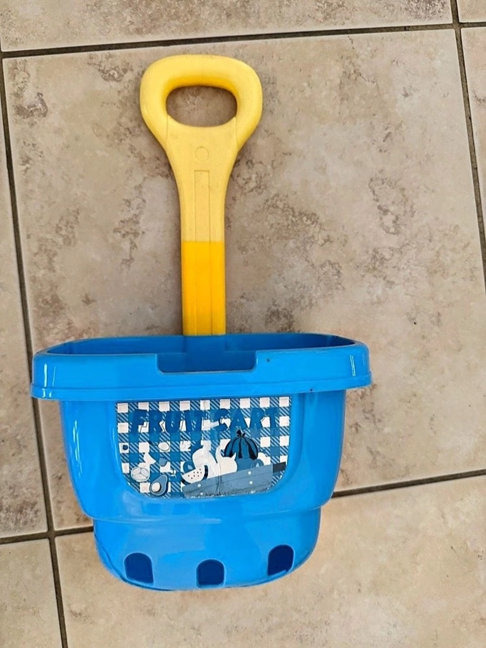 Blue & Yellow Toy grocery play kitchen food basket